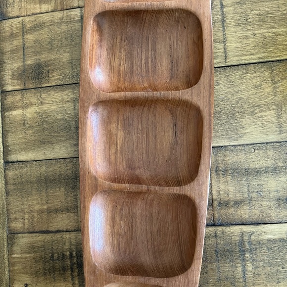Mid-Century Modern teak tray Gondola style - Picture 5 of 7